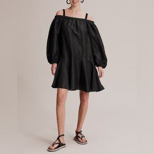 COUNTRY ROAD Ruched Strap Black Off The Shoulder Belted Long Sleeve Mini